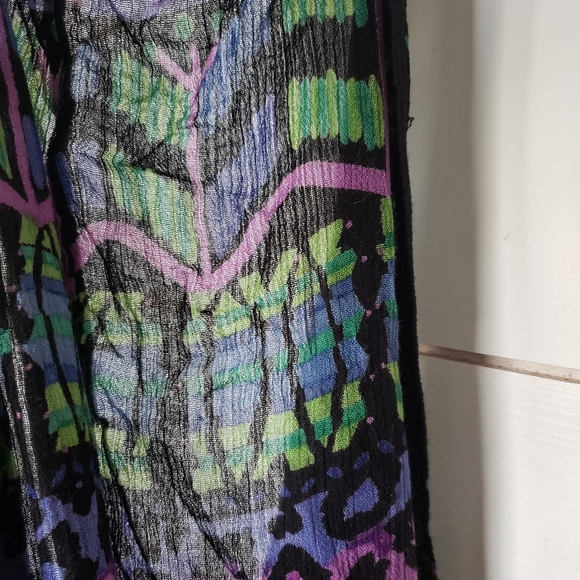 Vintage flowy bohemian jewel tone gypsy broomstick crinkle maxi skirt, OS - Picture 6 of 12
